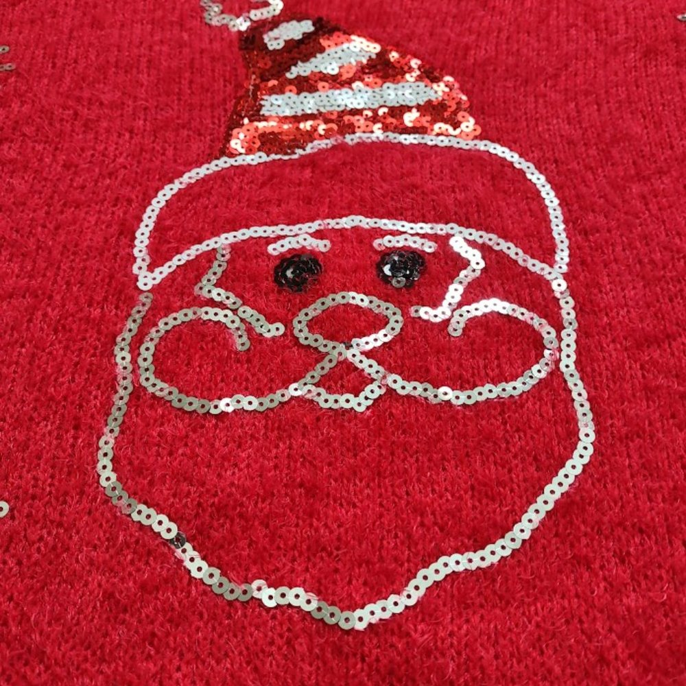 No Boundaries Sequin Santa Red Fuzzy Soft Cozy Ch… - image 6